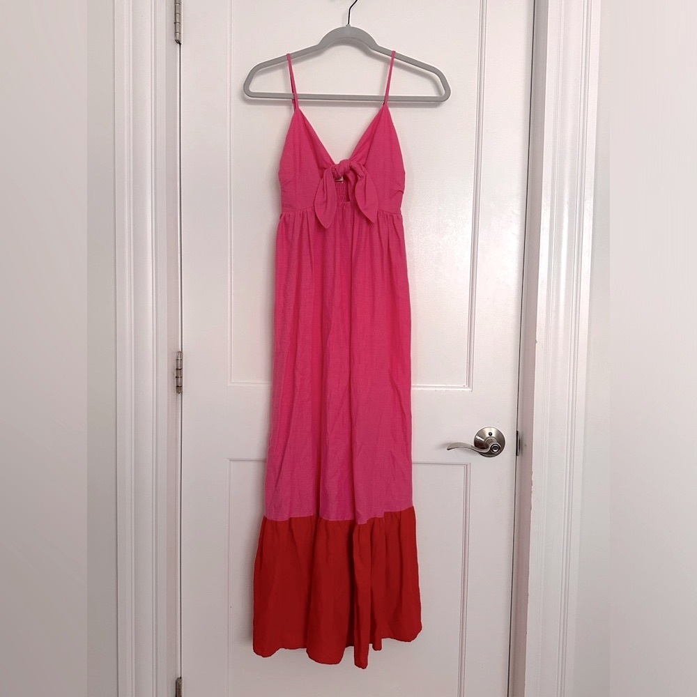 Limited Release Tabitha Brown Linen Color Block Sundress
